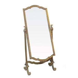 Piedmontese Lacquered Wood Psyche Mirror, Late 19th Century Era.
