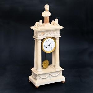 White Marble Pendulum Clock, Louis XVI Style, From 1830/1850