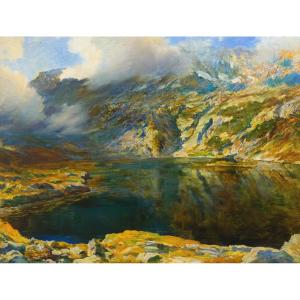 Alberto Falchetti, "lago Della Vecchia - Biellese Alps", Début Du XXe Siècle