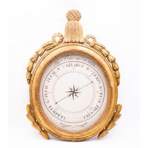 Barometer Origin France, In Gilt Wood, 1833