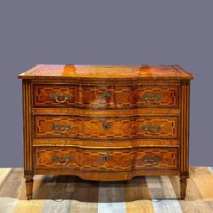 Louis XVI Chest Of Drawers Inlaid In Various Woods, 1700s Era