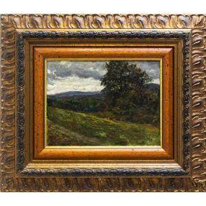 Angelo Garino, Oil On Panel, "temps Gris\ Gray Weather," Signed, 1902