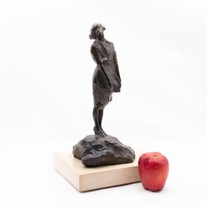 Michele Vedani, “maiden,” Bronze Sculpture, Signed, Early 20th Century Period.
