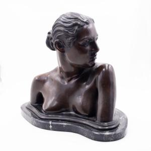 Vincenzo Gemito, “bust Of A Neapolitan Girl,” Signed, 1913/1920