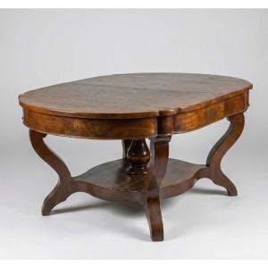 Extendable Piedmontese Basket Table In Walnut, 19th Century