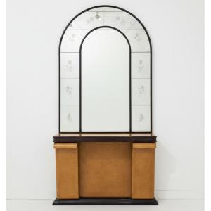 Console Table With Mirror, Art Deco, 1940s