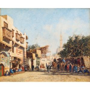 Alberto Pasini, « Le Caire », aquarelle sur papier, XIXe siècle  