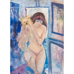 Carlo Corsi, « Intimité », huile sur toile, signée, 1964 