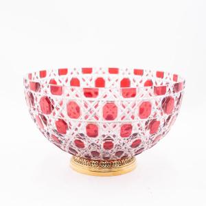 Fabergé Paris, coupe en cristal rouge et transparent, signée, époque 1900