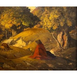 Italo Mus, “quiete Autunnale” (autumn Stillness), Oil On Canvas, Signed, 1940s