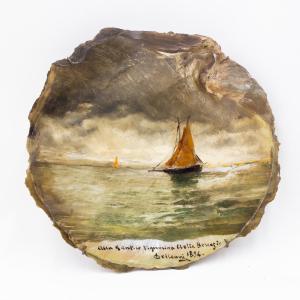 Coquillage peint par Lorenzo Delleani, signé – 1894  