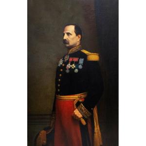 Eugène Laville, « Portrait du général Barral », signé, huile sur toile, Salon de 1869