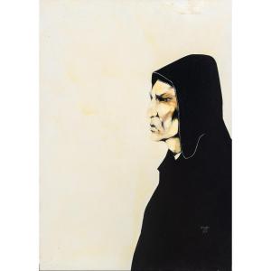 Giancarlo Cori, Étude de Dante, huile sur toile, signée, 1977