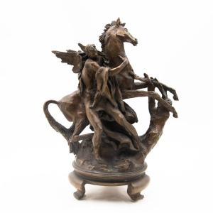 Nando Conti, "perseus And Pegasus," In Bronze, Signed, 20th Century