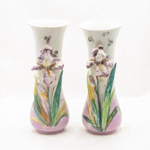 « L'Iris en fleur : paire de vases Art nouveau », début du XXe siècle