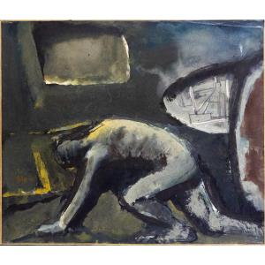 Mario Sironi, « Composition avec personnage »,  signé, vers 1948/1952