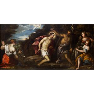 Le baptême du Christ, huile sur toile, XVIIIe siècle