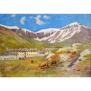 Carlo Pollonera, "alpine Landscape," Val d'Aosta, Early 1900s