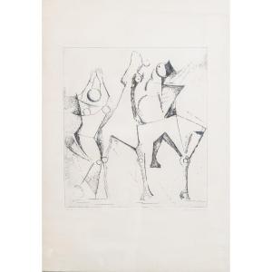 Marino Marini, "happy Trio," Etching, 1972