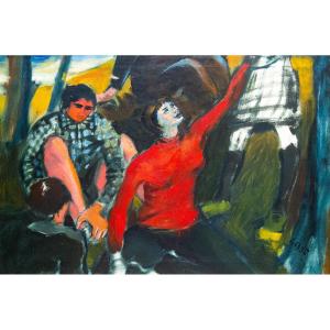 Liliana Cano, huile sur toile, « Sans titre », signée, XXe siècle