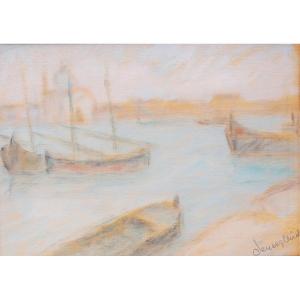 "venice", Pastel On Panel, By Pio Semeghini, Signed Lower Right