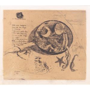 Etching On Paper, "at Noon," By Luigi Bartolini, 1939, Signed