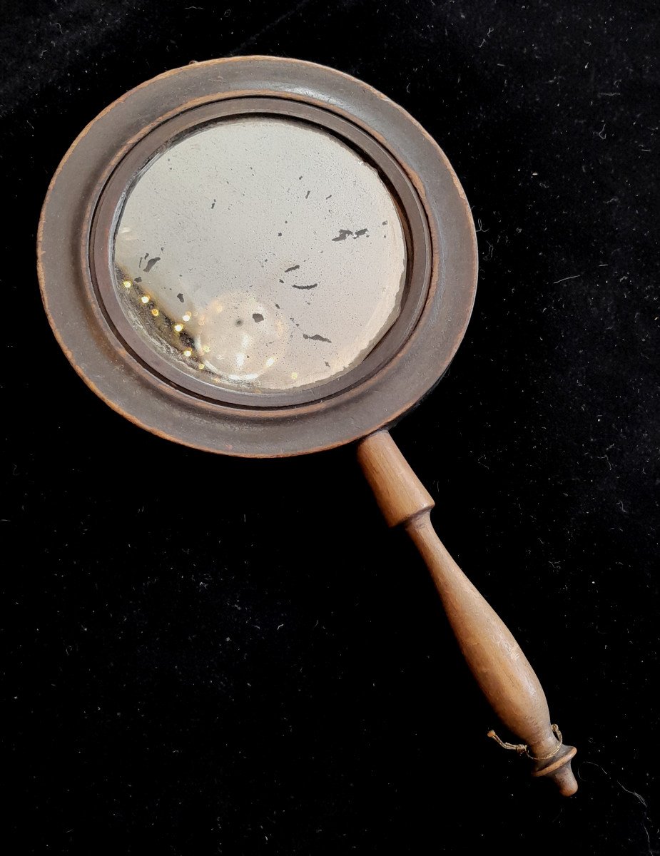 Double Magnifying Hand Mirror In Blackened Wood Napoleon III