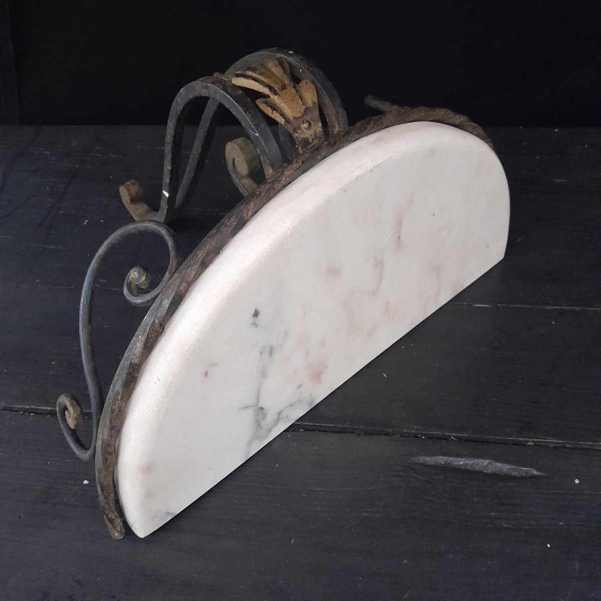 Small Wrought Iron And Marble Console