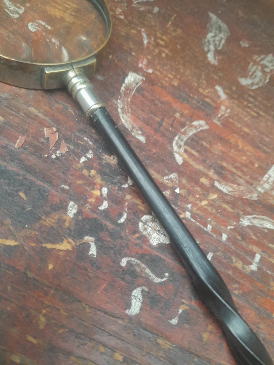 Loupe de bureau, métal et fanon de baleine, XIXÈME-photo-1