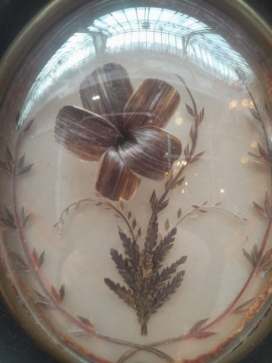 Cadre de deuil en cheveux, Napoléon III, XIXÈME-photo-2