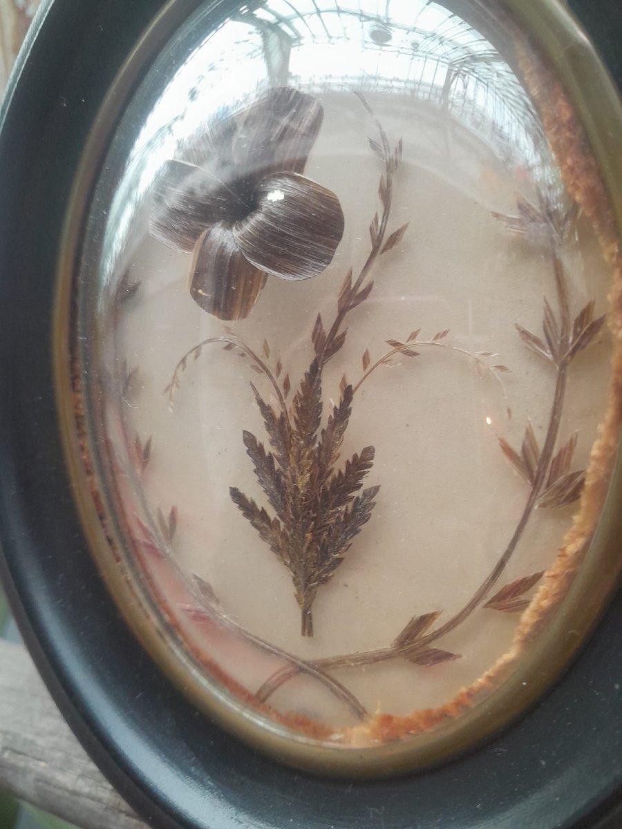 Cadre de deuil en cheveux, Napoléon III, XIXÈME-photo-4