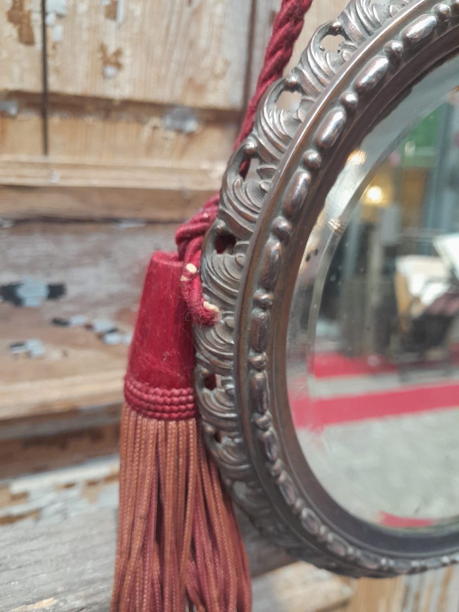 Round Art Deco Mirror, Silver 925, 1920-photo-2