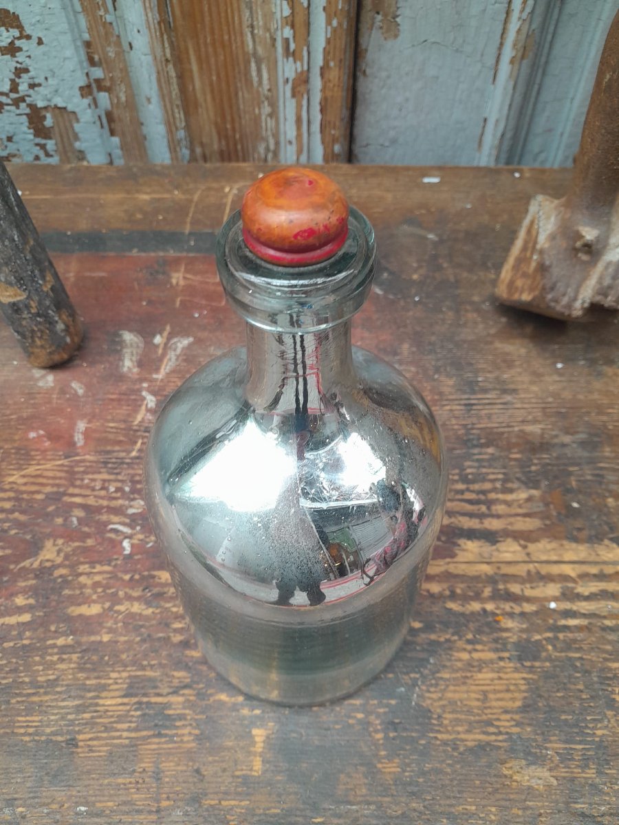 Flacon en verre soufflé mercurisé, XIXÈME-photo-3