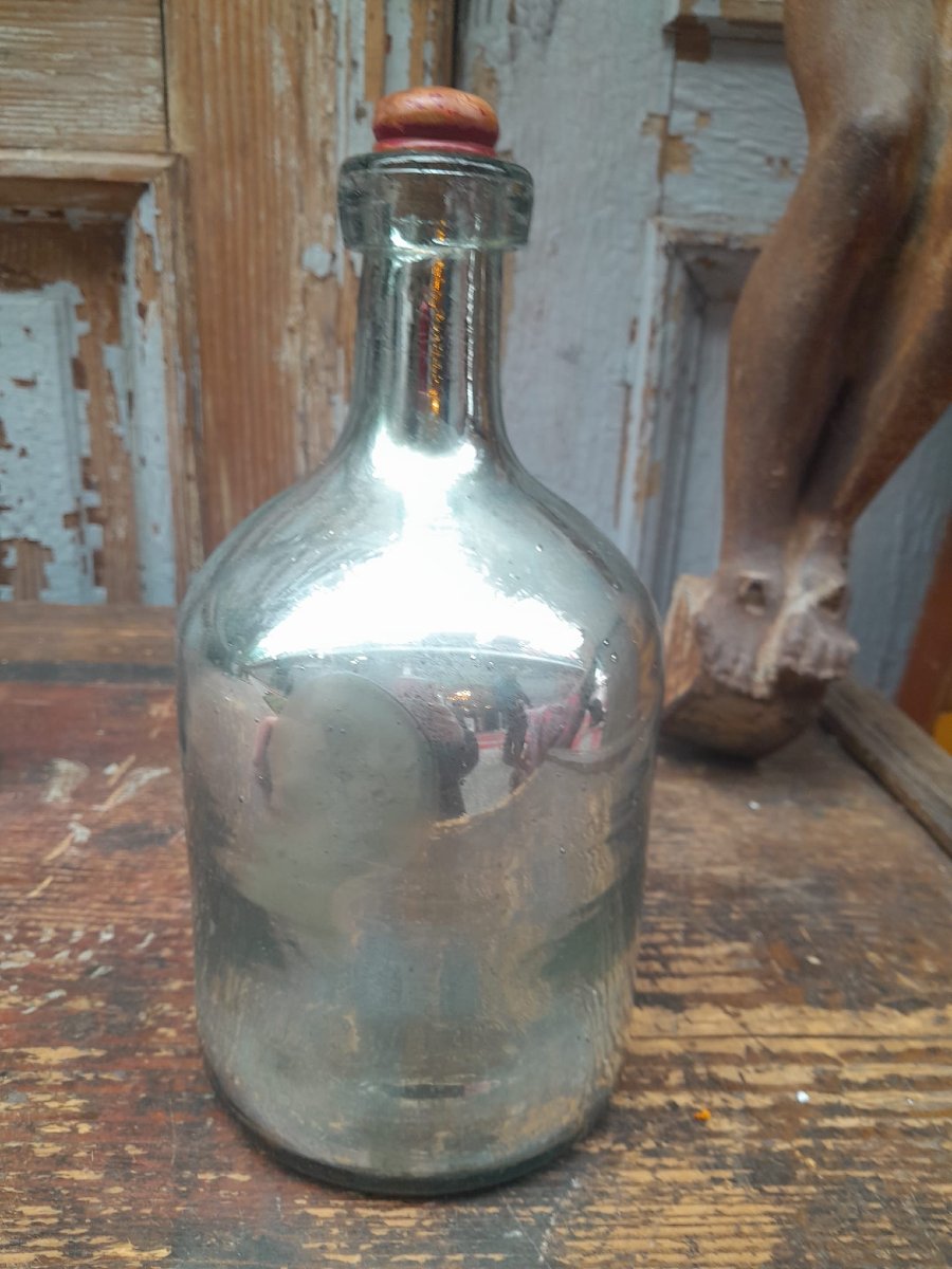 Flacon en verre soufflé mercurisé, XIXÈME-photo-1