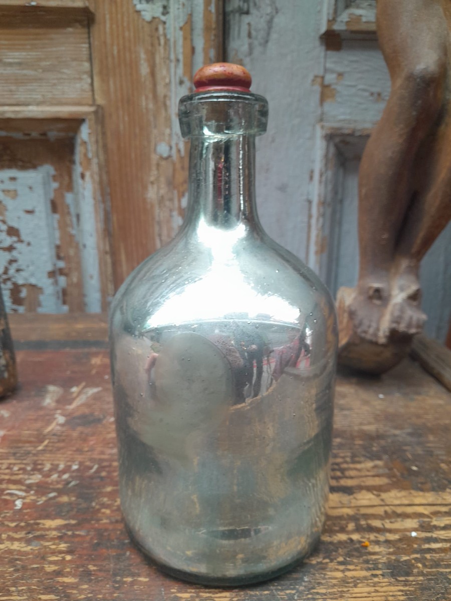 Flacon en verre soufflé mercurisé, XIXÈME