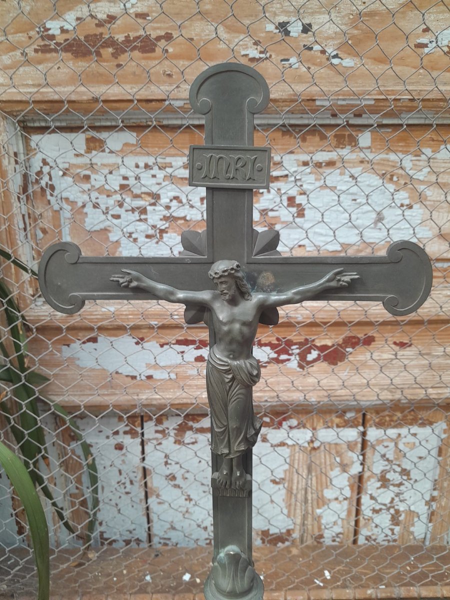 Altar Crucifix, 19th Century, Bronze-photo-2