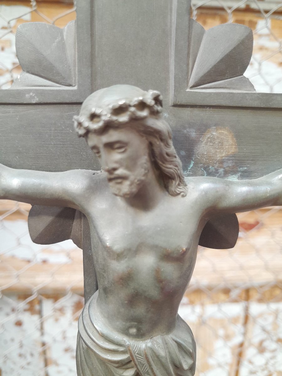 Altar Crucifix, 19th Century, Bronze-photo-3