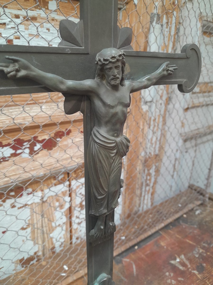 Altar Crucifix, 19th Century, Bronze-photo-4