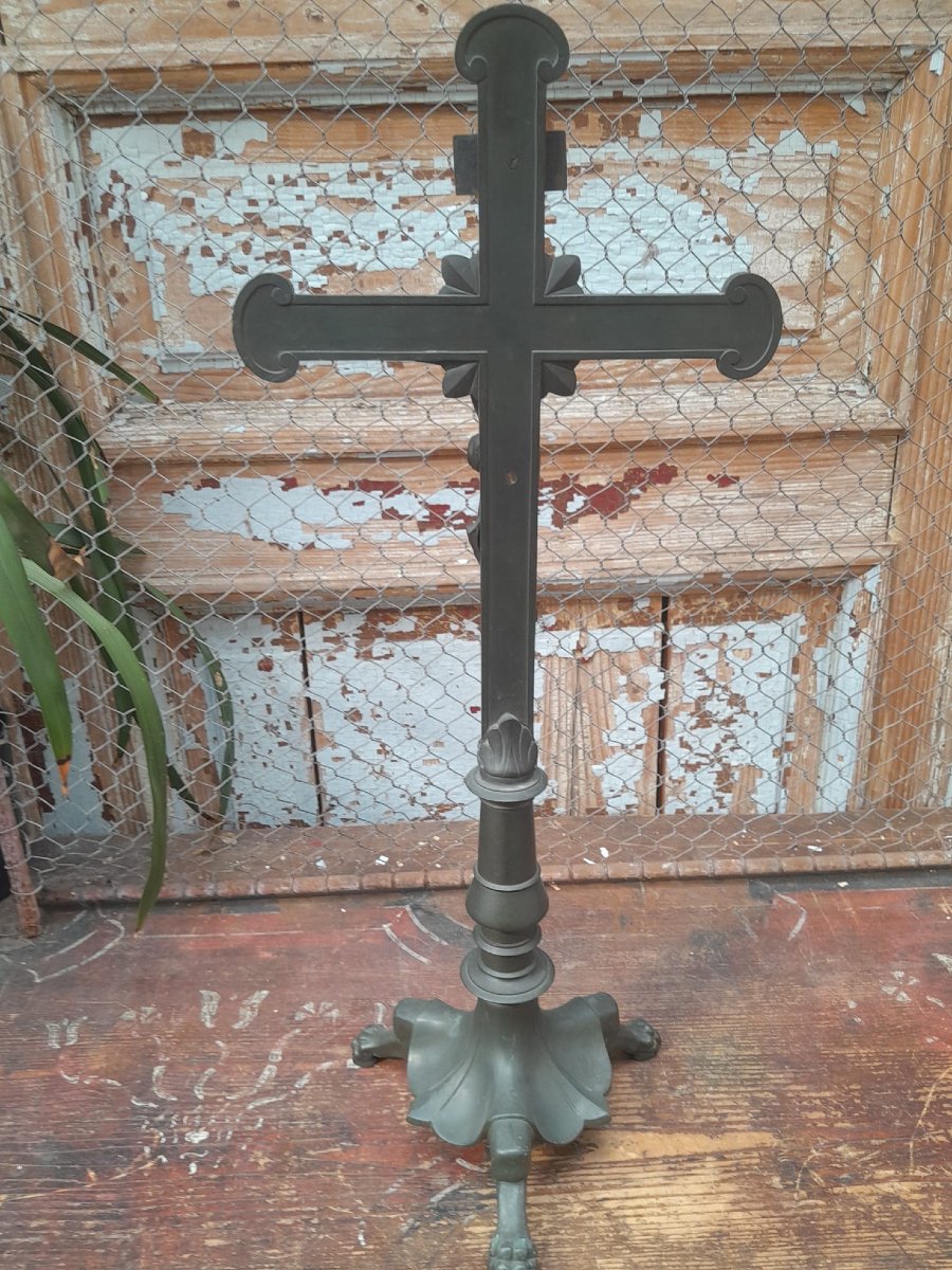 Altar Crucifix, 19th Century, Bronze-photo-6
