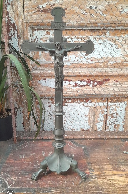 Altar Crucifix, 19th Century, Bronze
