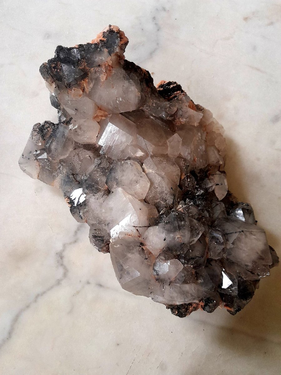 Quartz, Phantom Quartz, And Black Tourmaline Inclusion