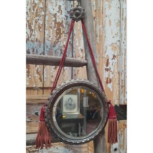 Round Art Deco Mirror, Silver 925, 1920