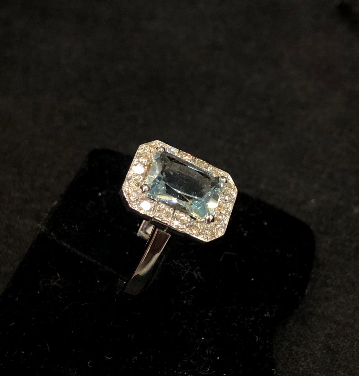 Aquamarine And Diamond Pave Ring-photo-2
