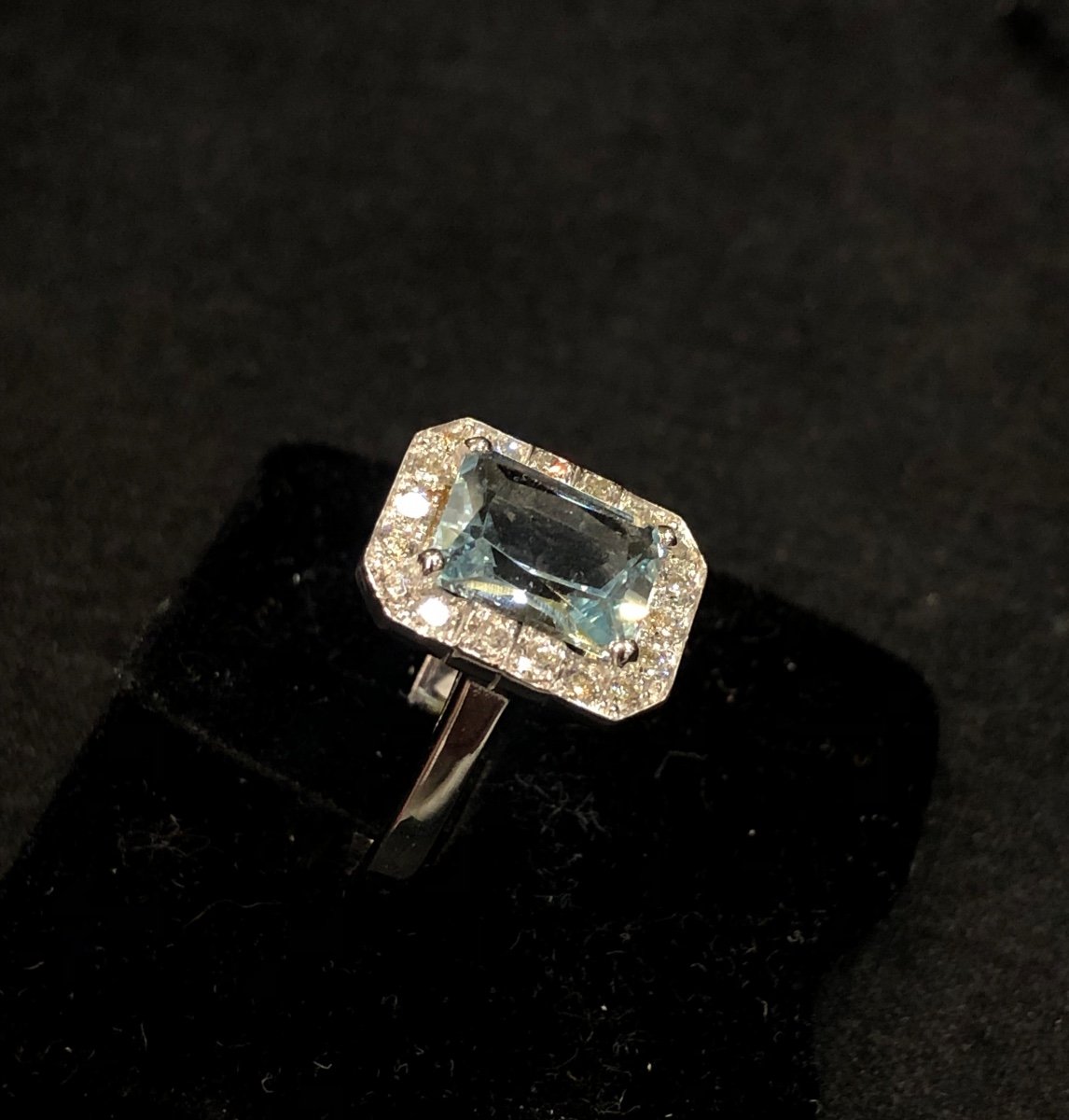 Aquamarine And Diamond Pave Ring-photo-2