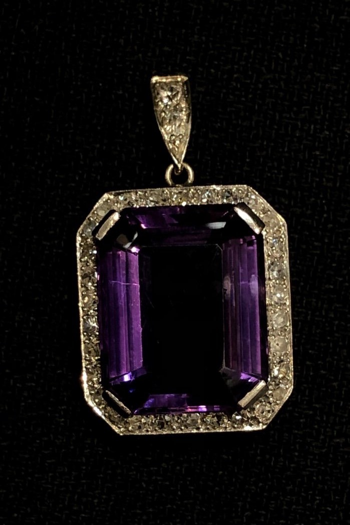 Pendentif Art déco améthyste et diamants -photo-2