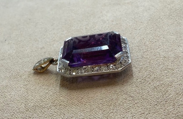 Pendentif Art déco améthyste et diamants -photo-1