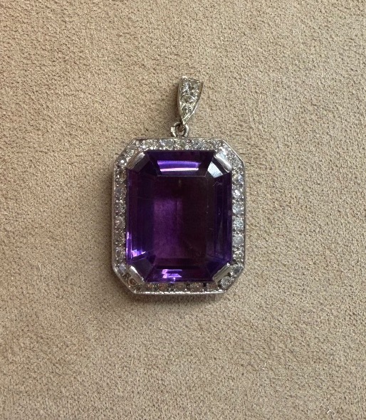 Pendentif Art déco améthyste et diamants 