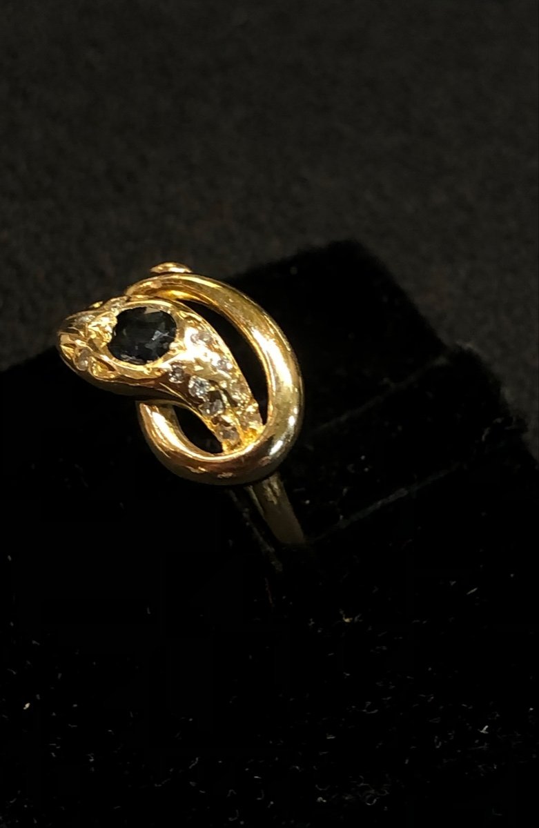 Sapphire Diamond Snake Ring