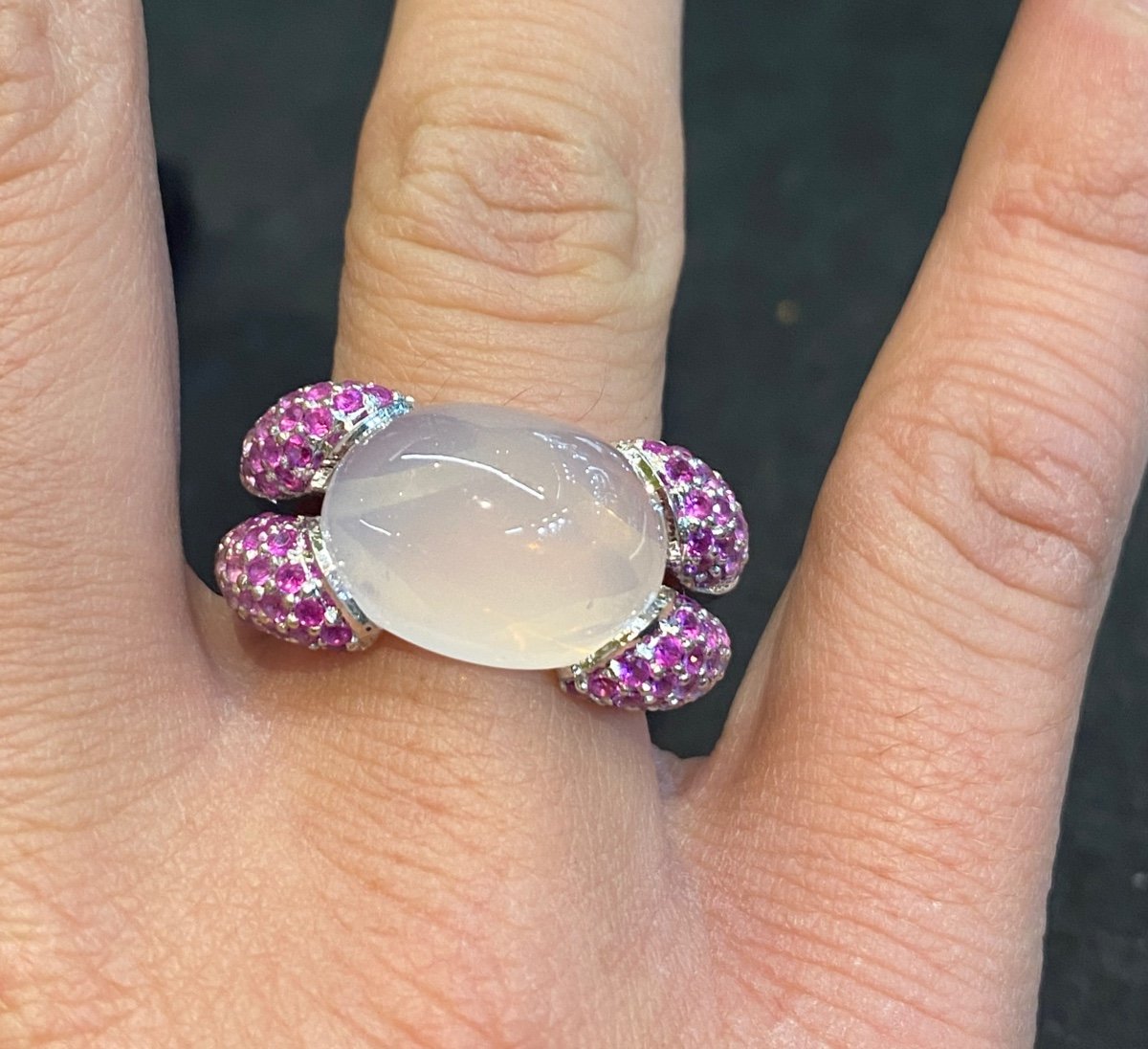 Pink Sapphires And Chalcedony Dome Ring-photo-2