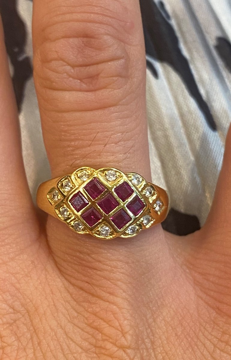 Bandeau Ruby Diamonds Ring-photo-2
